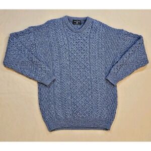 Men's Blue Cable Knit Sweater Cardigan